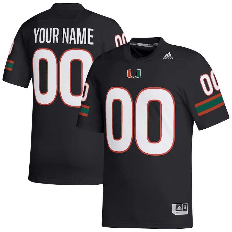 Mens Miami Hurricanes Customized Black Stitched Football Jersey